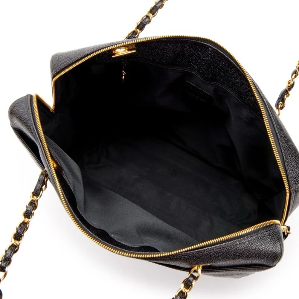 💎 ✨BEAUTIFUL✨💎 TRAVEL XL CAVIAR CHANEL TOTE ZIPPER TOP - Picture 10 of 15